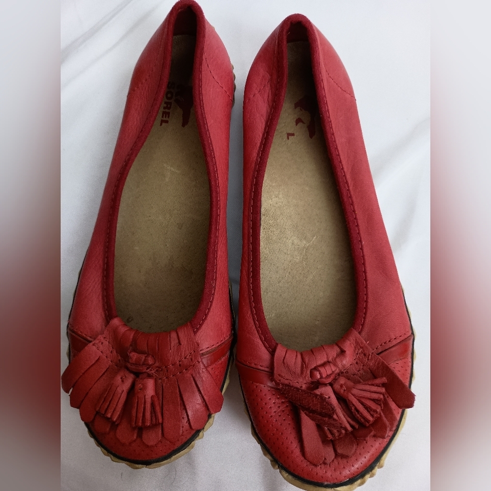 Sorel Women's Red Leather Boho Casual Summer Lightweight Preppy Flats (#1)
